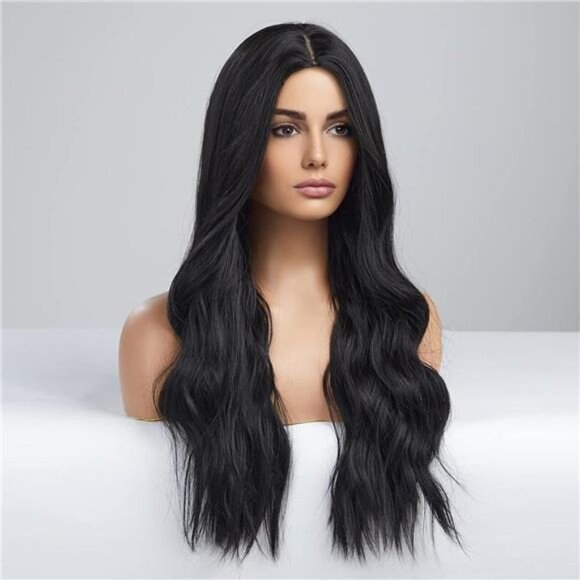 Wigs for Women Layered Synthetic Hair Wig with Highlight - Black